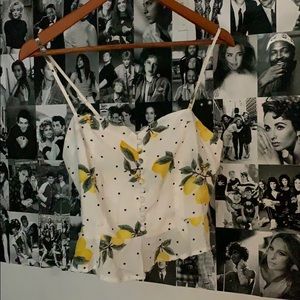 cute button down lemon crop top